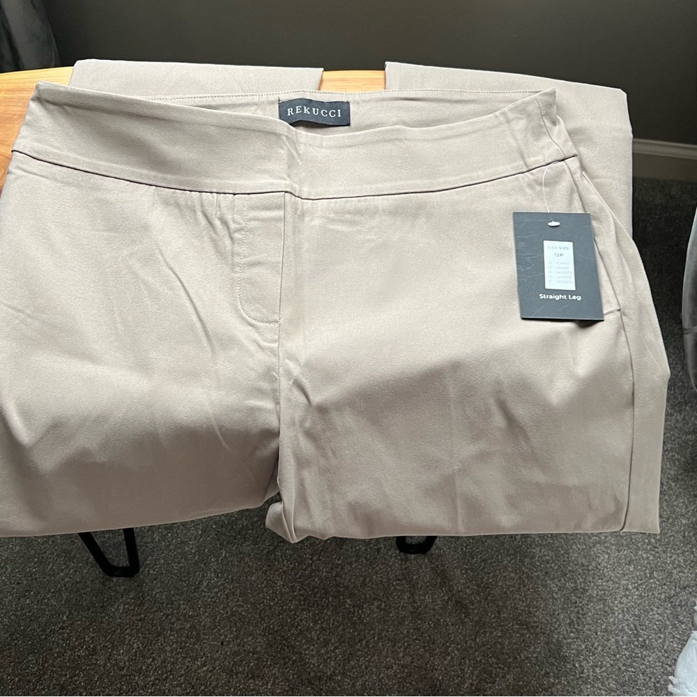 Elegant Beige Straight Leg Pants - Picture 2 of 5